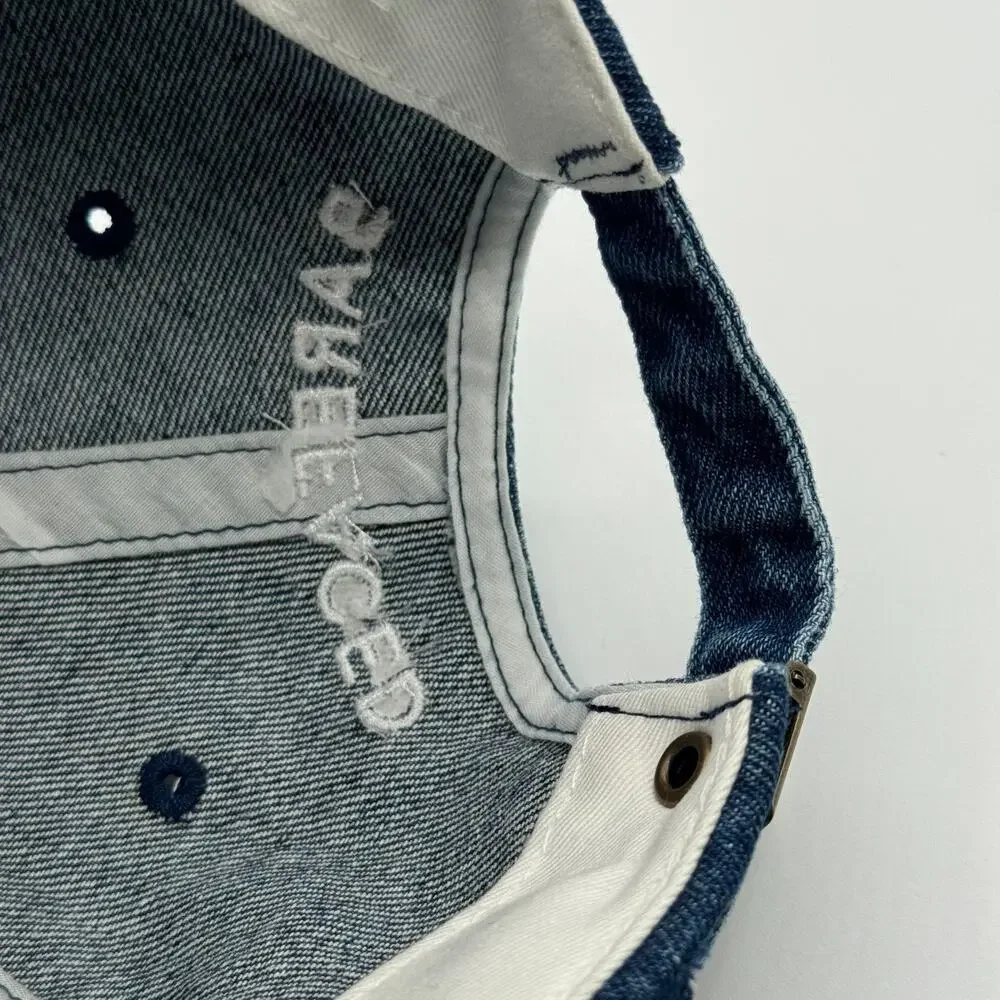 Barefaced Cosmetics No Sun Club Embroidered Logo Spell Out Denim Blue Hat Adjust